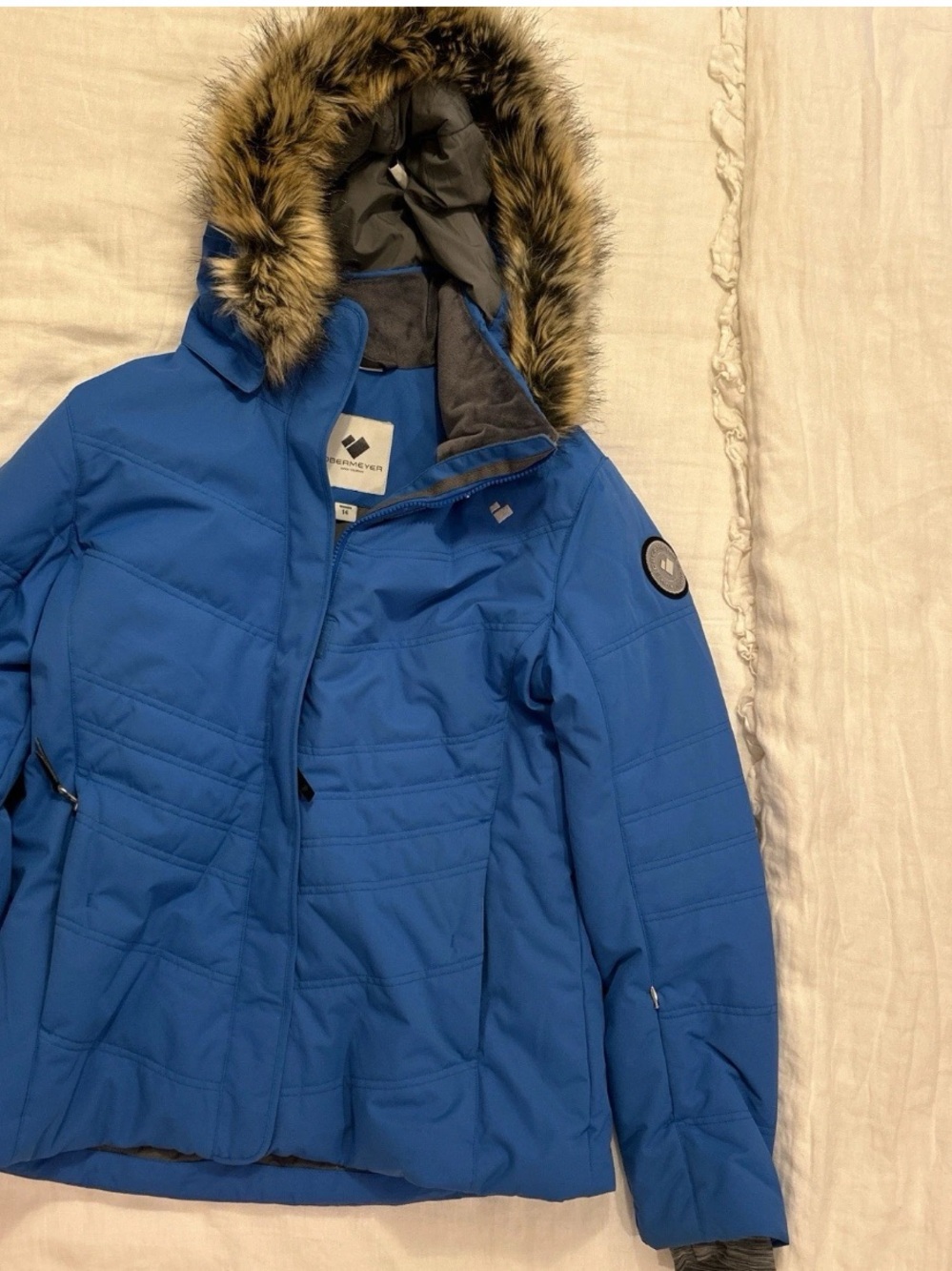 Obermeyer Royal Blue Faux-Fur Hooded Ski Jacket